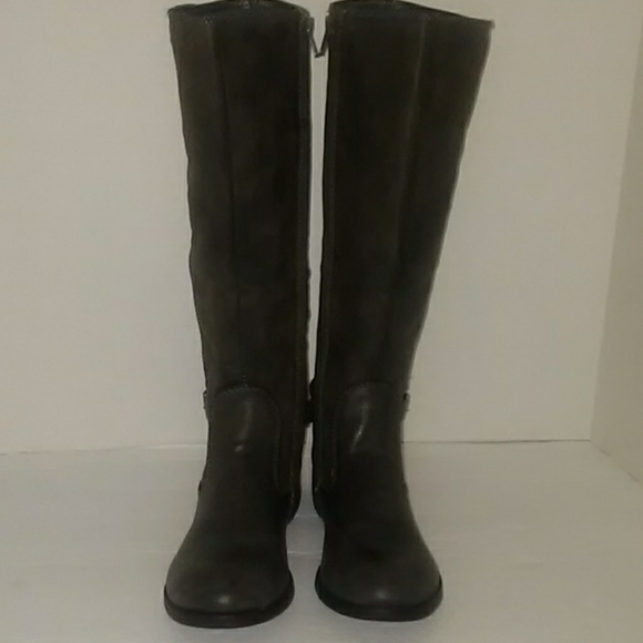 Report Shoes Womens Gray Leather Riding Boots Size 8m Poshmark